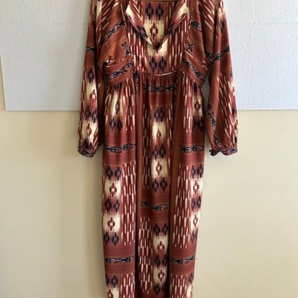 Faherty brand Ikat pattern long peasant dress - Picture 2 of 9